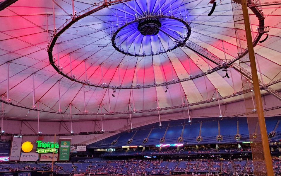 Tropicana Field red white and blue roof